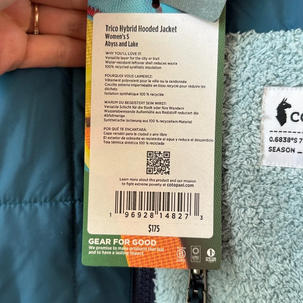 Cotopaxi Tico Hybrid Hooded Jacket Blue Abyss and Lake size Small NWT - Picture 4 of 9